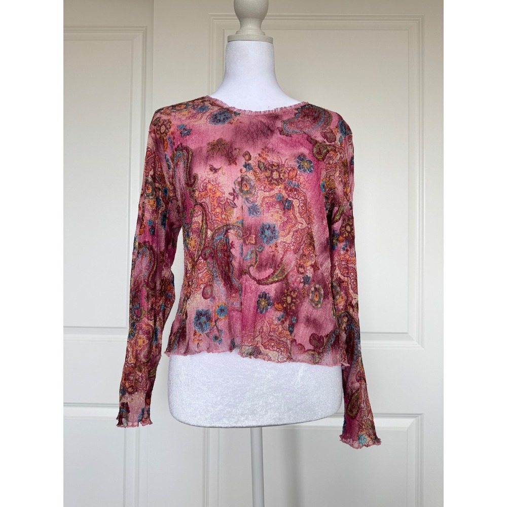 Pink Paisley Mesh long sleeve Top